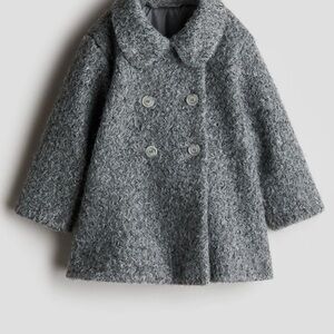H&M Girls Fluffy Coat Double Breast Gray  4T